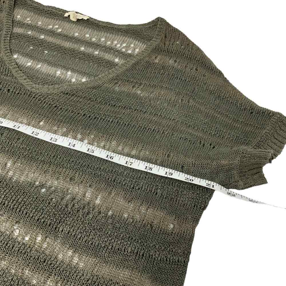 Eileen Fisher Open Knit Sweater Size Medium Green Linen Short Sleeve‎ V-neck - Picture 11 of 14